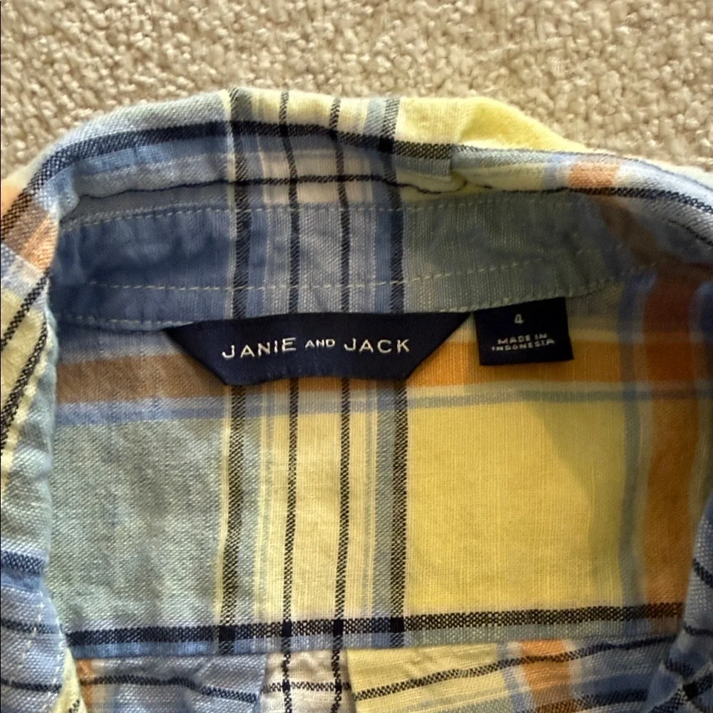 Janie and Jack  Blue, Yellow & Orange Plaid Button-Down Shirt